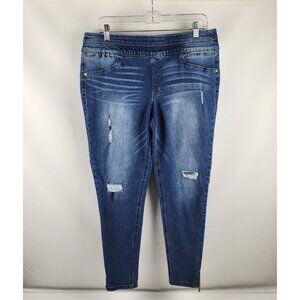 Democracy Jeans Women 12 Blue The Slipper Distressed Skinny (34x27) B1484N3X5